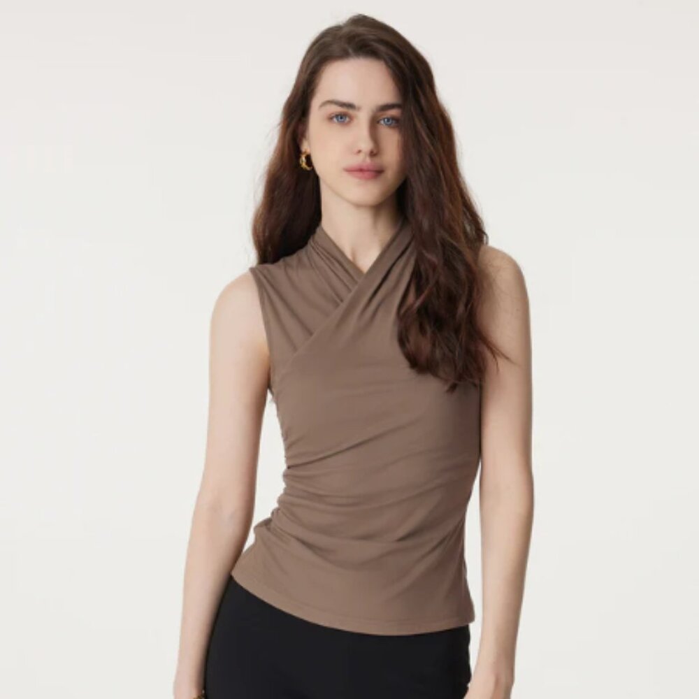 OGL Effortless Surplice Second-skin Tank Tate Olive Green